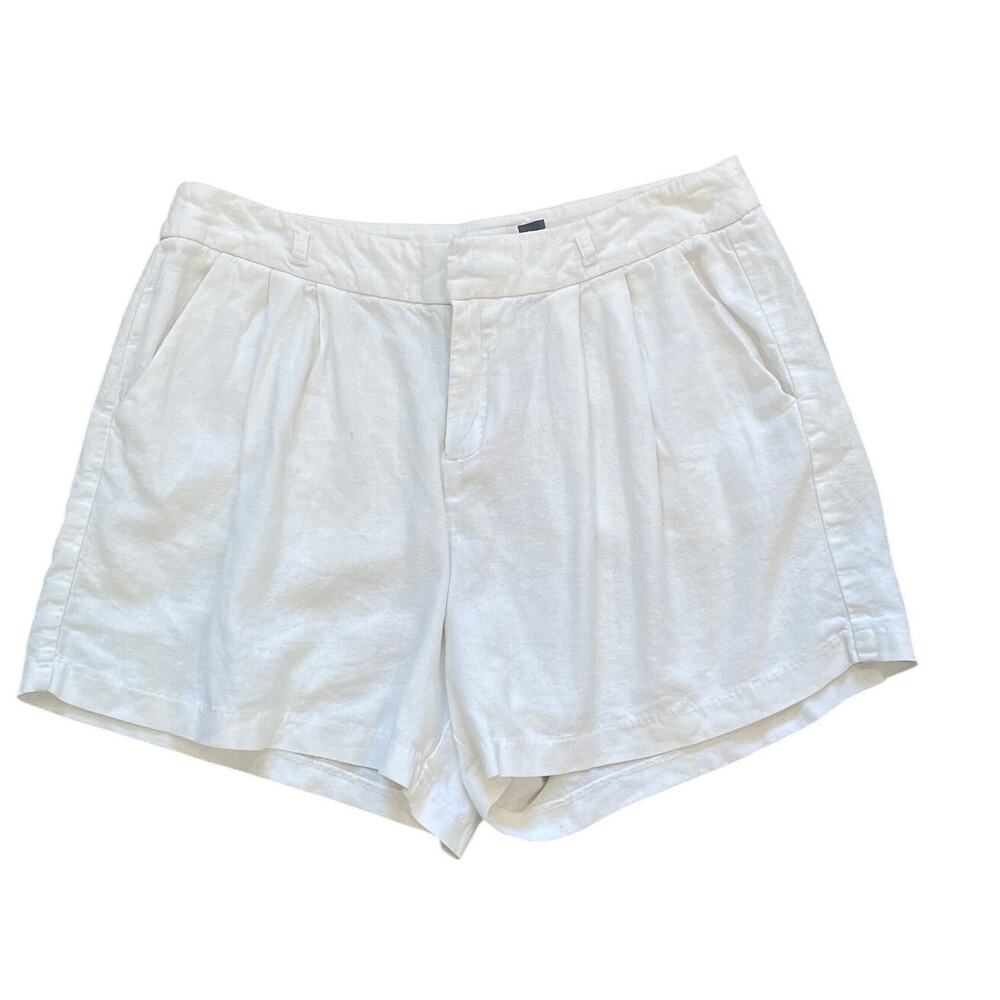 Old Navy White Linen Blend High Rise Shorts, Minimalist, Casual, Size 4